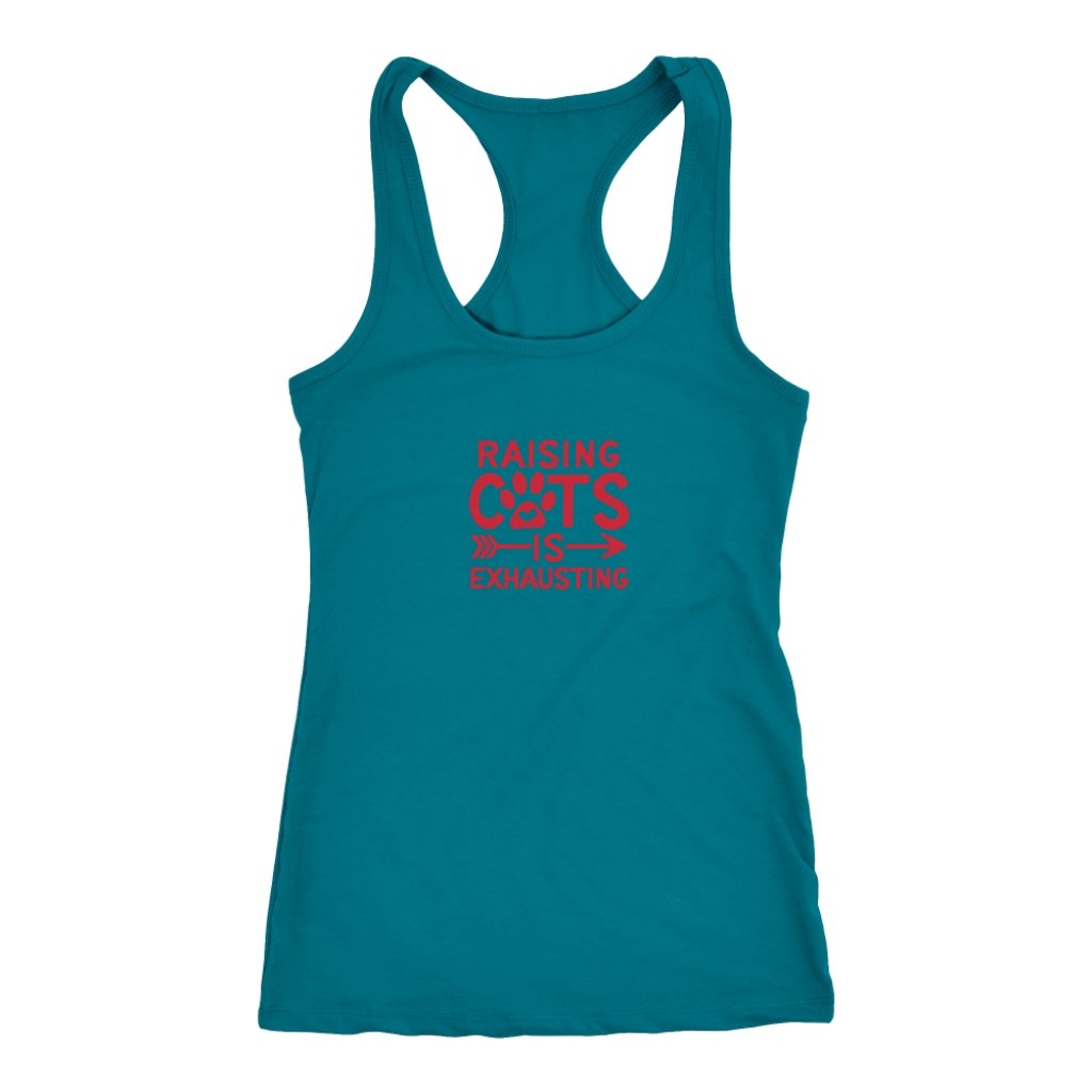 Raising Cats is Exhaustng Racerback TankT-shirt - My E Three