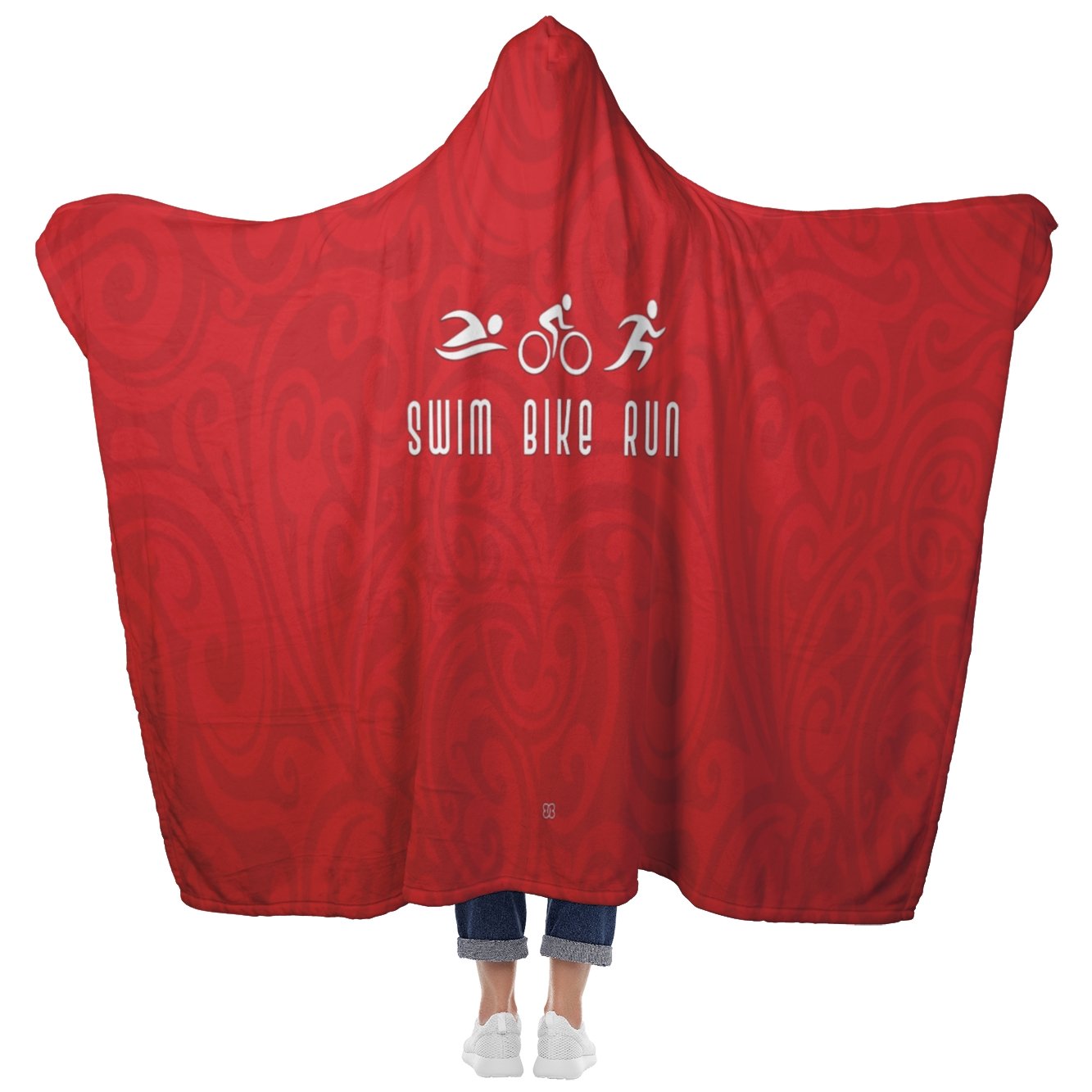 Traithlon Swim Bike Run Red with Black - Hooded BlanketHooded Blanket - My E Three