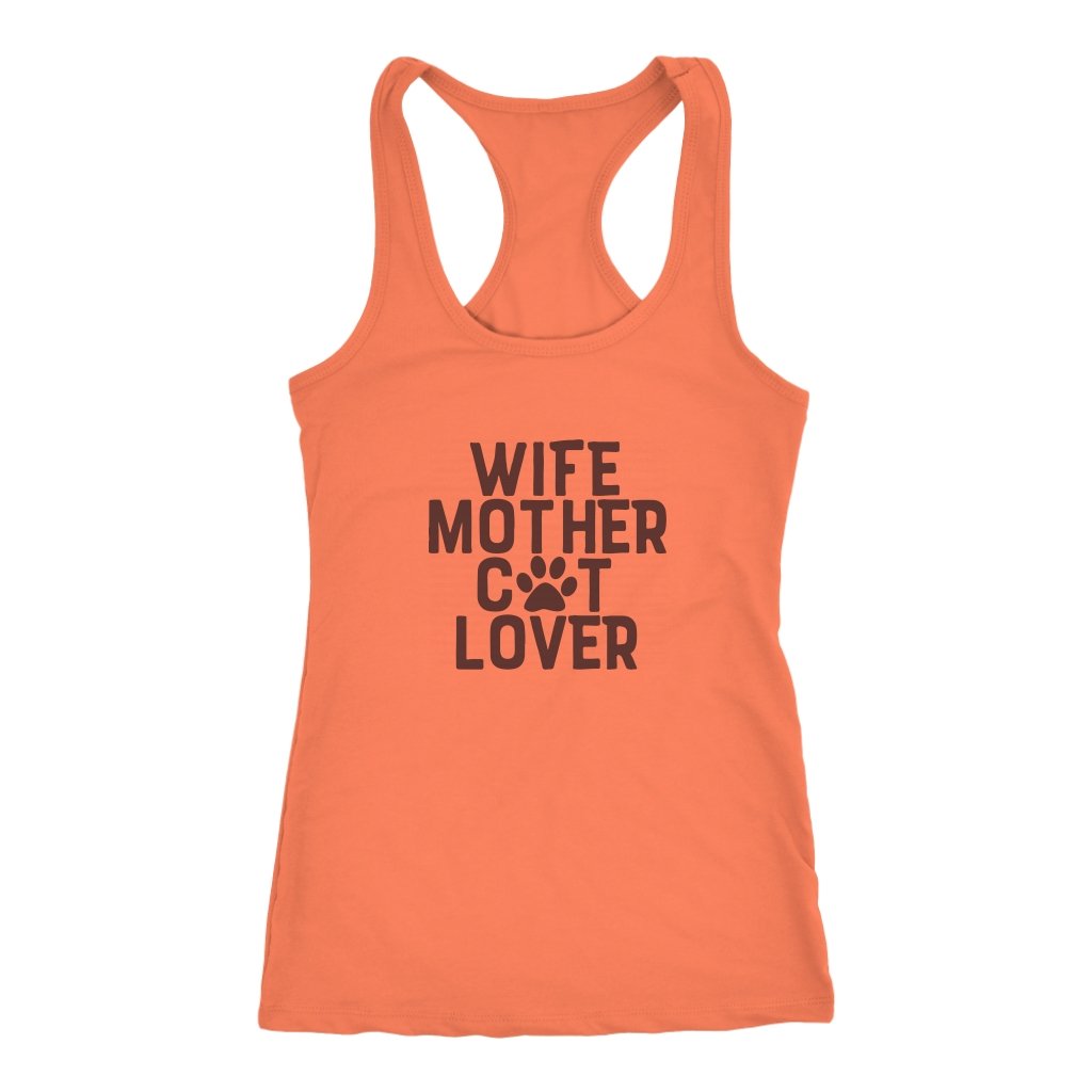 Wife Mother Cat Lover Racerback TankT-shirt - My E Three