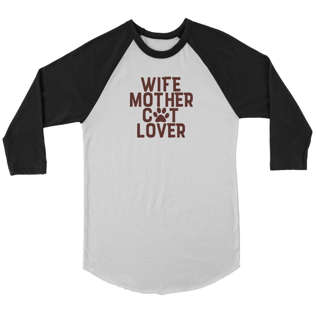 Wife Mother Cat Lover Unisex 3/4 RaglanT-shirt - My E Three