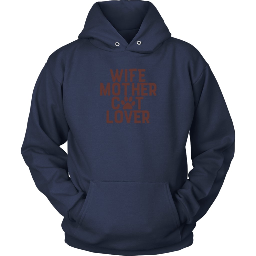 Wife Mother Cat Lover Unisex HoodieT-shirt - My E Three